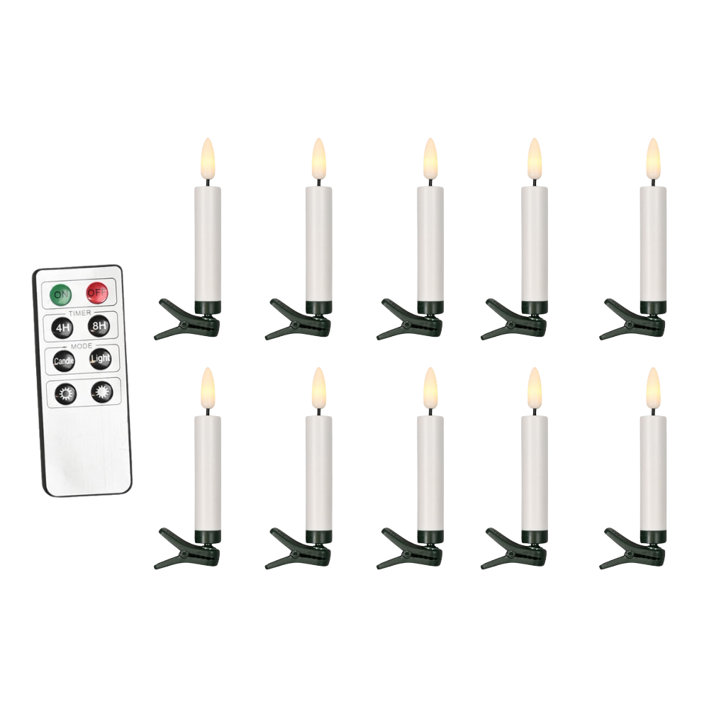 LED stearinlys, hvid - 10 stk